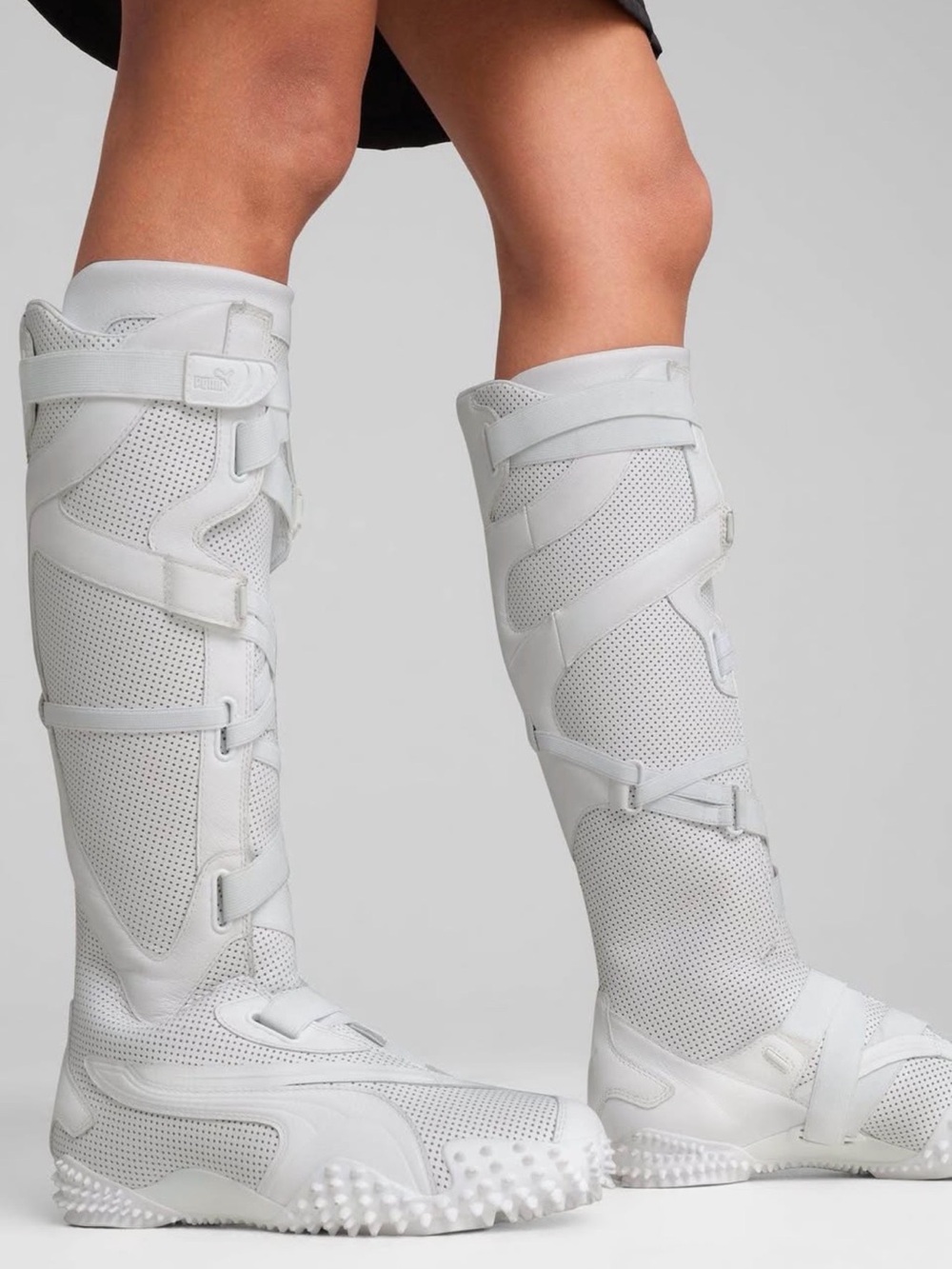 Puma White High-Knee Perforated Combat Boots